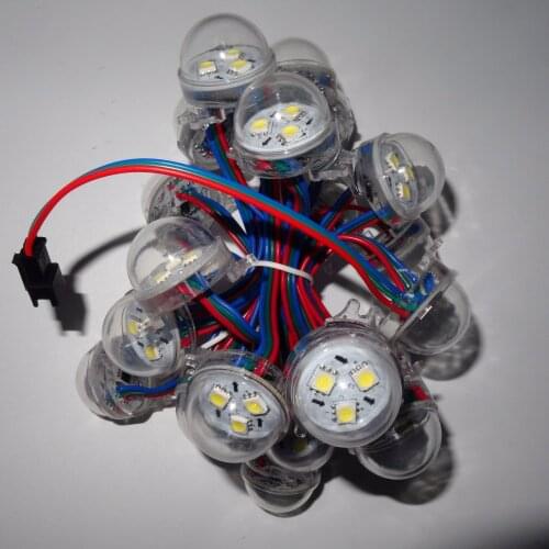 30mm diameter addressable UCS1903 WHITE pixel string,DC12V input,20pcs a string,IP68 rated;transparent cover