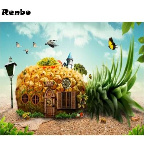 Diamond Painting Full Square Round drill Fruit pineapple landscape 5D Diamond Embroidery Cross Stitch Diamond Mosaic Decoration