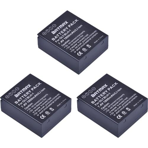 Batmax 3Pcs 1800mAh BLH-1 BLH1 Camera Batteries Accu for Olympus Digital Cameras EM1 MARK II EM1-2 EM1 Mark 2