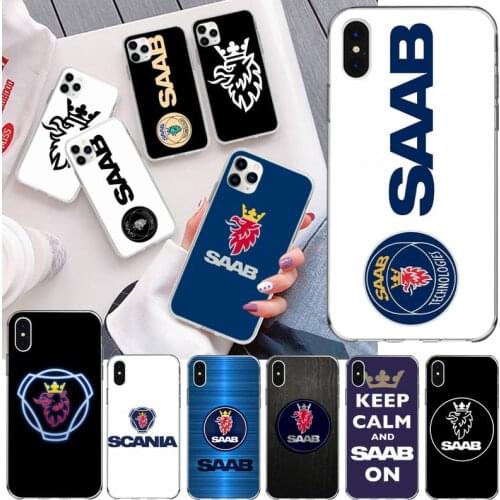 Fashion car saab logo Black TPU Soft Rubber Phone Cover for iPhone 11 pro XS MAX 8 7 6 6S Plus X 5S SE 2020 XR cover