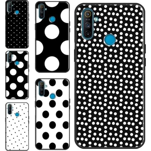 Black And White Polka Dot Cover For OnePlus 9R 8T Nord 7 8 9 Pro Case For Realme 8 Pro 6 7 Q3 C3 C11 C21 C15 GT Neo