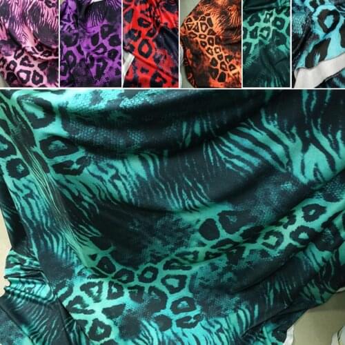 Four side elastic spandex fabric bottom leopard zebra mixed print fabric Latin dance suit performance swimwear fabric