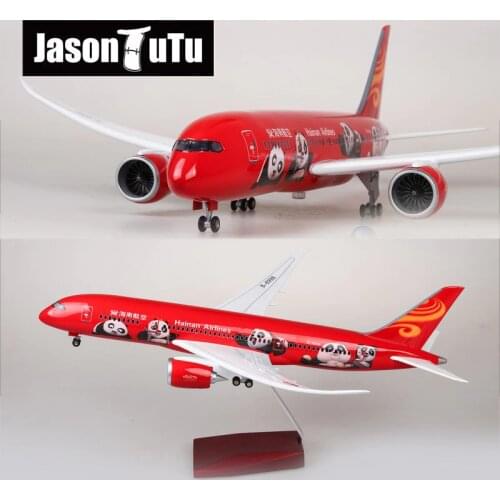 JASON TUTU 43cm Resin Diecast 1:130 Scale China Hainan Panda Boeing B787 Plane Model Airplane Model Aircraft with Light & Wheel