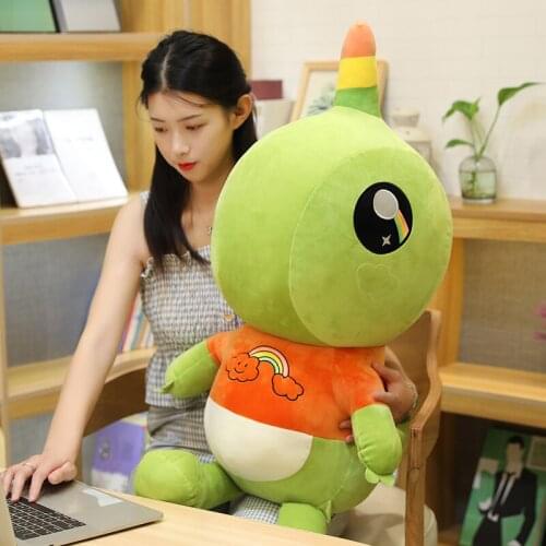 70/100cm Giant One-horned Dinosaur Plush Toys Cartoon Cute Animal Plush Kids Huggable Doll Toys for Children Girls Birthday Gift