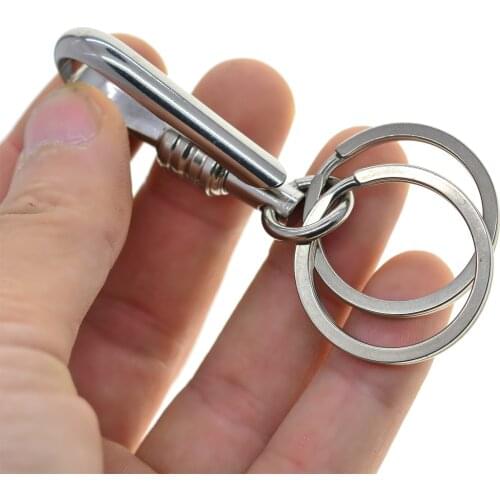 Fine Solid 304 stainless steel Creative slide lock Japanese U shape fish hook Keychain 30mm key Ring Holder FOB EDC DIY making