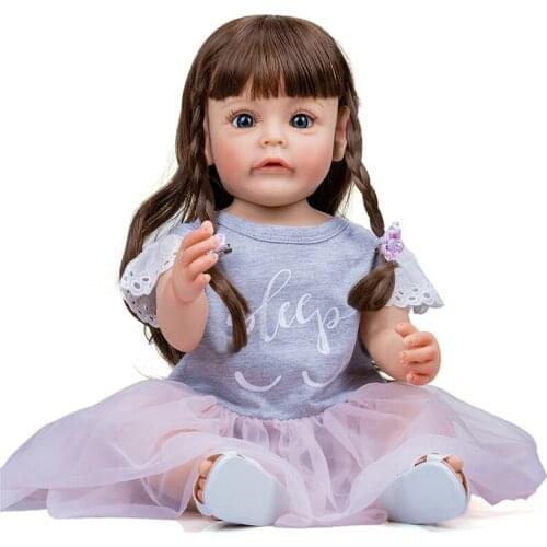 NPK 55CM Reborn Doll Full Body Silicone Reborn Toddler Girl Princess Sue-Sue Hand-detailed Painting Toy for Girls Drop Shipping