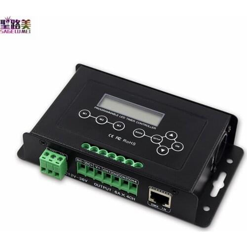 DC12V-36V 24V Timer Dimmer 6AX4CH DMX to PWM Programmable LED Controller to adjust the Brightness For LED Strip Light Tape
