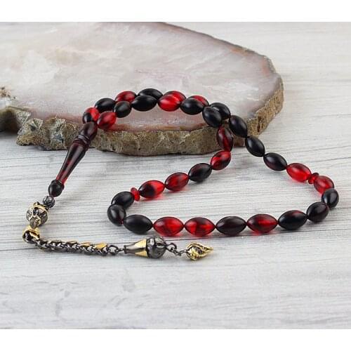 Natural Amber Gold Plated 925 Silver Tassel 33 Beads For Prayer Tasbih Rosary Men Women Meditation Jewelry From Turkey