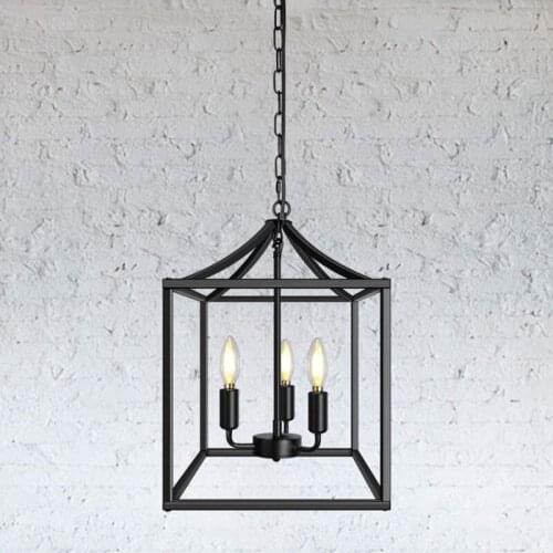 New American Retro Iron Industrial Four-Head Pendant Lamp Modern Minimalist Living Room Study Counter Restaurant Hanging Light