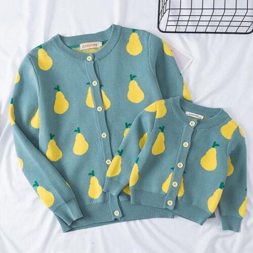 Autumn Mother Daughter Clothes Parent-child Outfits Girl Womens Sweater Family Matching Outfits Mother Daughter Cardigan