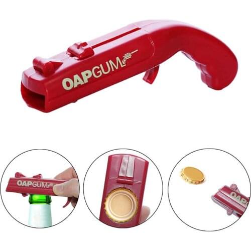 Portable Red/Gray Cap Gun Creative Cute Cap Launcher Bottle Beer Opener Bar Tool Drink Opening Gun Shaped Bottle Lids Shooter