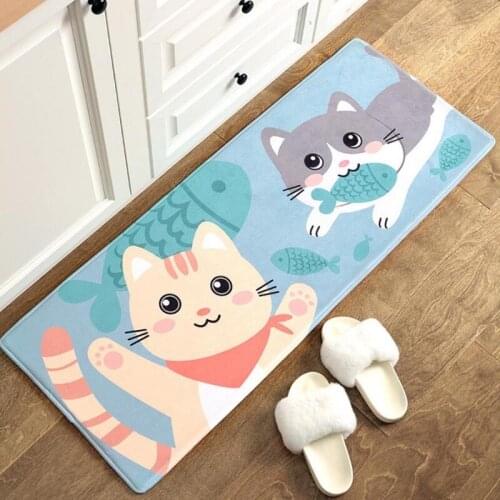 Door Mat Rug Super Soft Cartoon Home Door Mats Bathroom Toilet Absorbing Floor Pads Non Slip Bathing Rugs Cat And Fish Decor Rug