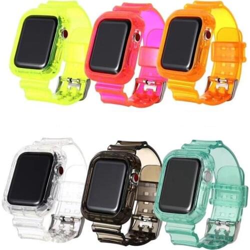 Strap Watch bands for Apple Watch 6 5 4 3 2 1 SE 38mm 42mm 40mm 44mm Protective Case Waterproof Replacement Bracelet Band Candy