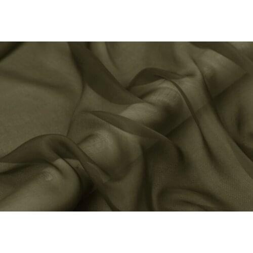 Howmay 100% pure silk fabric chiffon 5m/m 140cm 55" dark grey green 72# color for scarf dress scarf decoration