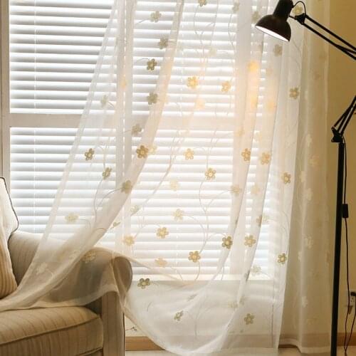 Nordic New Pattern Tulle Sheer Flower Embroidered Window Curtains for Home Living Room Decoration in the Kitchen Cafe Curtain