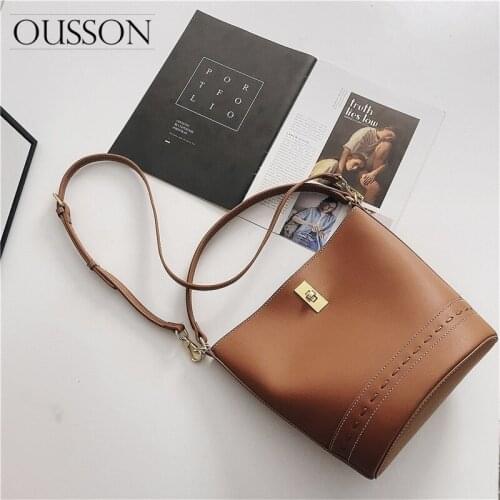 2021 New Handle Bag Women Retro Single Shoulder Bag High Quality Leather Exquisite Female Bucket Bag