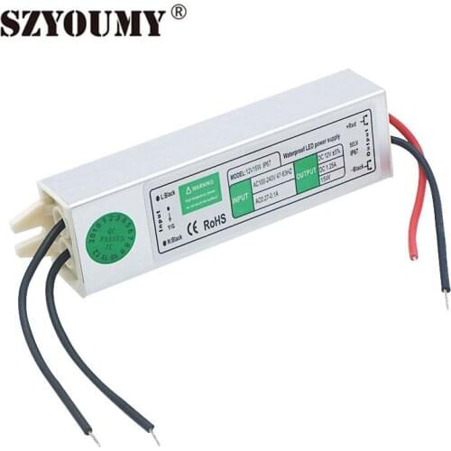 SZYOUMY Waterproof IP67 Led Power Supply DC12V 15W Led Transformer Adapter For Led Lights