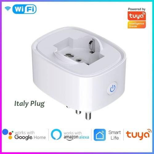 16A Tuya Smart WIFI Plug Socket Italy Plug Smart Life APP Control Energy Montior Timer Works With Alexa Google Home Assistant