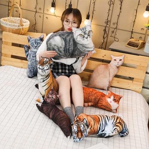 1pc 50/70cm Simulation 3D Plush Cat & Tiger Pillows Soft Stuffed Animals Cushion Sofa Decor Cartoon Plush Toys for Children Girl