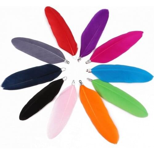 20pcs/lot 8cm Colorful Height Natural Goose Feather Leaf Shape Feathers Charm Pedant for Earring Bracelet Necklace Jewelry