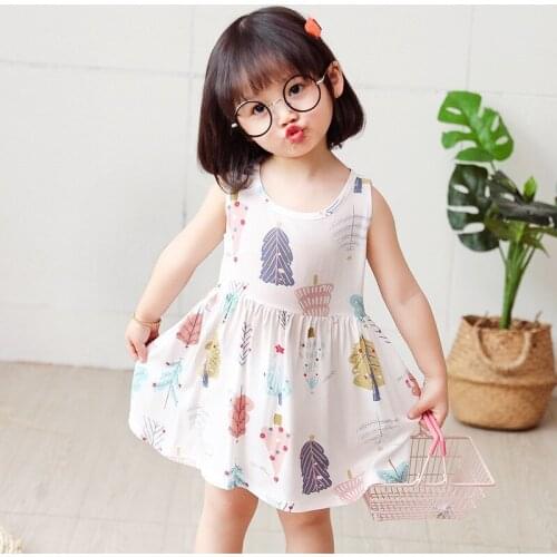 2021 Brand New Summer Girls Princess Dress Cotton Casual Vest Dresses Kids Girls A-line Dress For Childrens Clothing