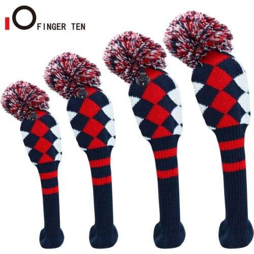 3pcs/4pcs Golf Club Driver Knitted Headcover Pom Pom Golf Head Covers Protective Set for Titleist Taylormade Callaway