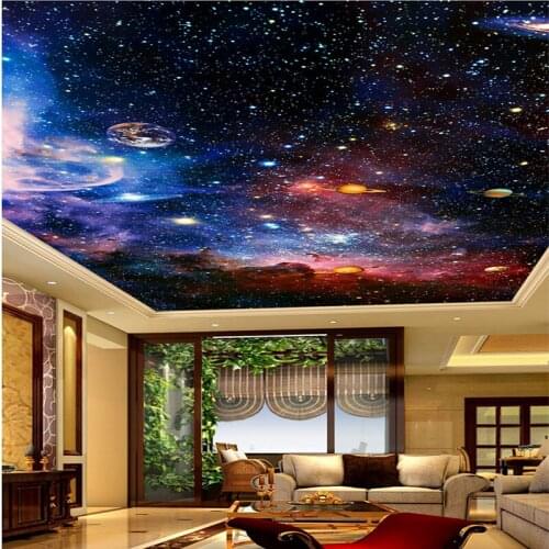Custom 3D Photo Wall Murals Star Space for Living Room Hotel Lobby Meeting Room Ceiling Zenith Mural wall papers Home Decor