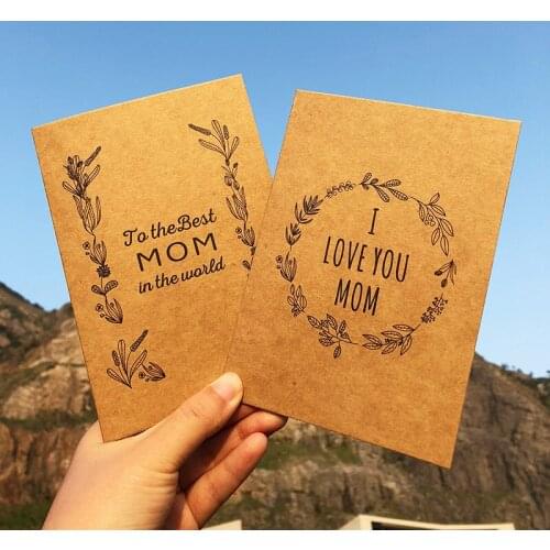 5pcs Three Mothers Day Greeting Cards Creative Vintage Kraft Thank You Card Birthday Greetings Thanksgiving Card