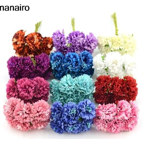 6pcs/lot Silk Chrysanthemum Artificial Flower Bouquet For Wedding Home Decoration Mariage Flores Accessories Rose Flowers