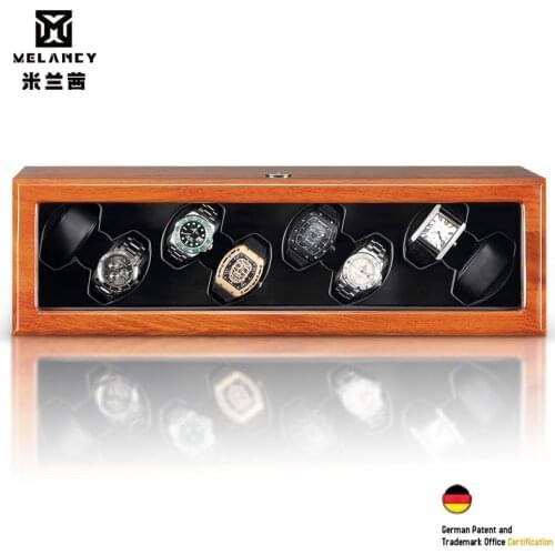 8 Slot Automatic Watch Winder with Wood Box Quiet Japanese Mabuchi Motor Adjustable Modes Watch Storage Winding Boxes Case