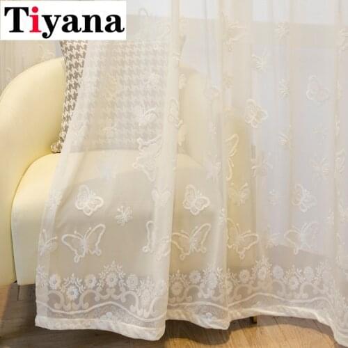 White Curtain Beautiful Romantic Butterfly Pattern Curtain For Bedroom Kitchen Bathroom Window Treatment Home Decor Screens