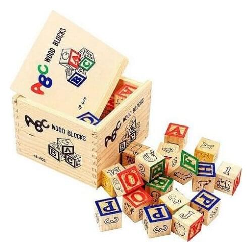 Letter ABC wood block Kids educational development building toy wooden blocks gift Montessori Material