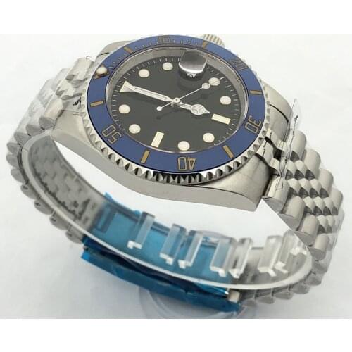 904L stainless steel bracelet watch mens mechanical clock casual waterproof mens watch sea blue bezel MH35 case dial gold