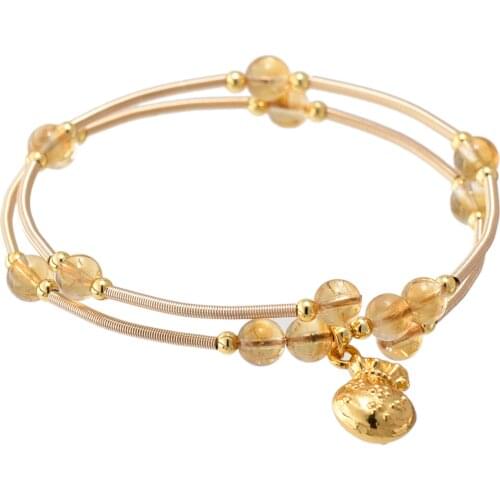 Womens bracelet Rose Gold 18k Gold energy Tiger Eye Bracelet garnet Topaz Strawberry double circle bracelet womens jewelry