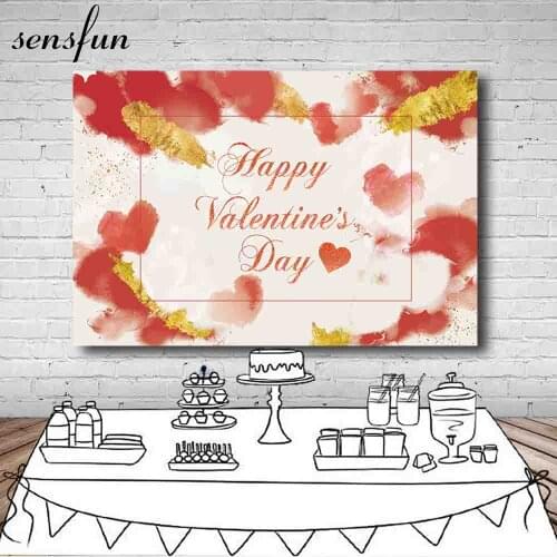 Photography Backgrounds Red Gold Pearl Watercolor Happy Valentines Day Backdrops For Photo Studio Custom Photocall