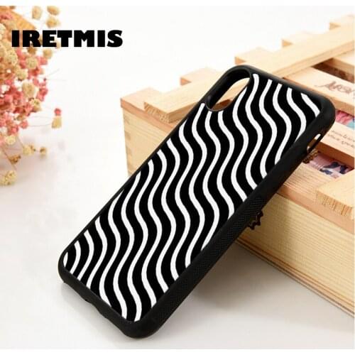 Iretmis 5 5S SE 6 6S Silicone Rubber Phone Case Cover for iPhone 7 8 Plus X Xs 11 12 MINI Pro Max XR Zebra Black And White Waves