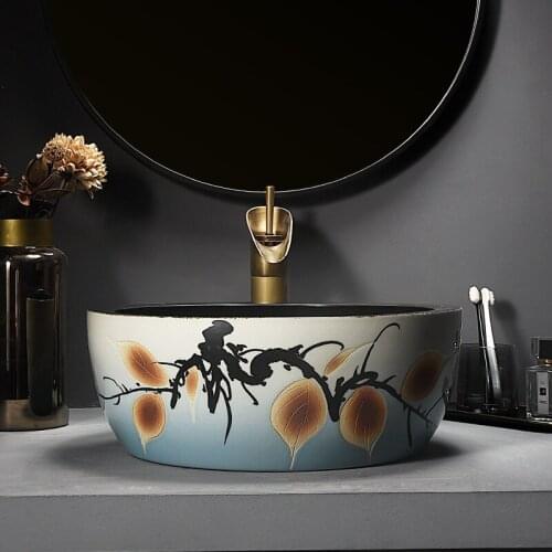 Retro round creative above counter basin characteristic homestay, hotel bathroom washbasin balcony home washbasin washbasin