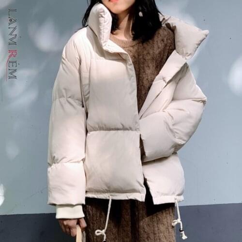 LANMREM Womens Cotton Padded Jacket Short 2021 Spring New Loose Coat Thickened Jacket Female Girls Streetwear Tops 2C008