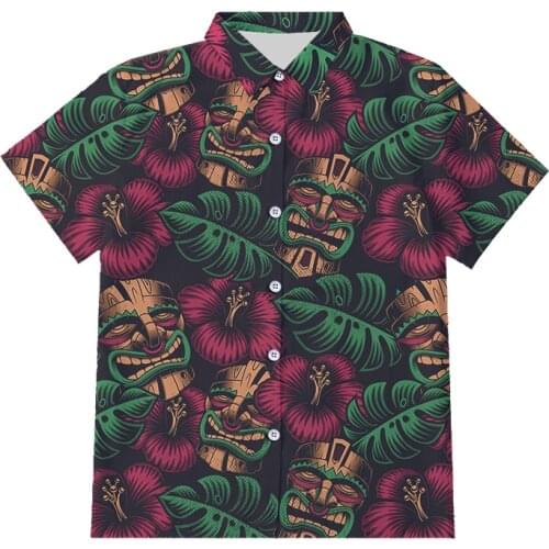 IFPD EUSize Hot Sale 3D Printing Button Shirts Mens Short Sleeve Shirt Leaves Flower Summer Casual Plus Size 6XL Funny Tops