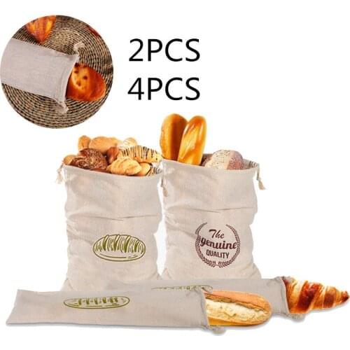 Linen Bread Bags Reusable Drawstring Bag For Loaf Homemade Artisan Bread Storage Bag Linen Bread Bags For Baguette Vegetables