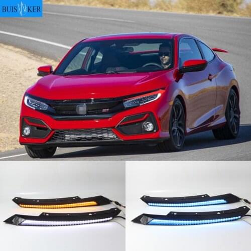 Blink LED Headlight Eyebrow Water Flowing Daytime Running Light DRL With turn Signal For Honda Civic 2016 2017 2018