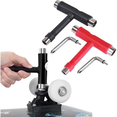 2Pcs/Set Skate Tools Multi-function T-shape Skateboard Tool with L-type Head Wrench Screwdriver Allen Key
