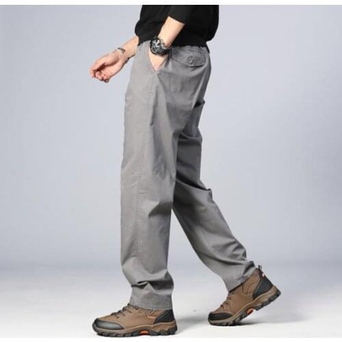 Mens Casual Trousers Autumn Winter Loose Cargo Pants Men Straight Cotton Overalls High Waist Mens Clothing Bottoms 5XL Fashion