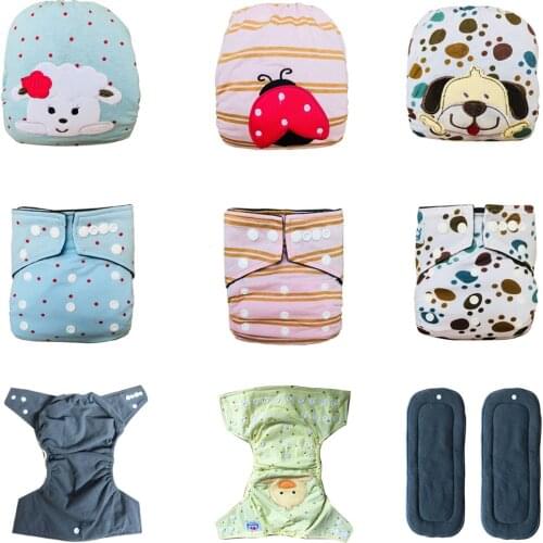Newest 100% Cotton Waterproof Diapers Reusable Baby Cloth Nappy Bamboo Charcoal Inner One size Fits & Bamboo Charcoal Inserts