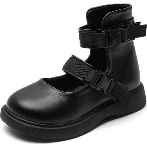 2021 Autumn New Leather Shoes Girls Martin Boots Student Casual Shoes Fashion Flats Breathable Hot Back To School Shoes Hot Chic