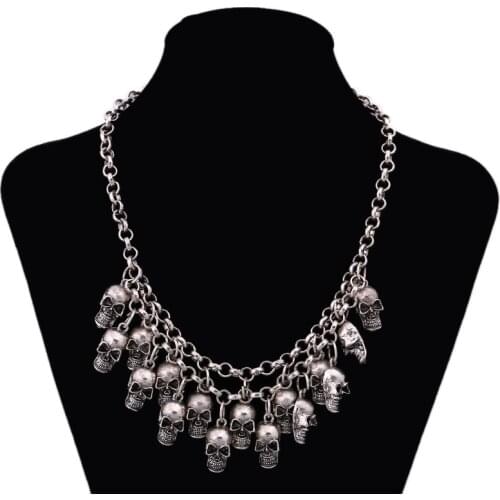 Punk Multi-layer Skull Necklace Gothic Jewelry Women Fashion Rock Vintage Pirate Skeleton Statement Necklace Collier Femme