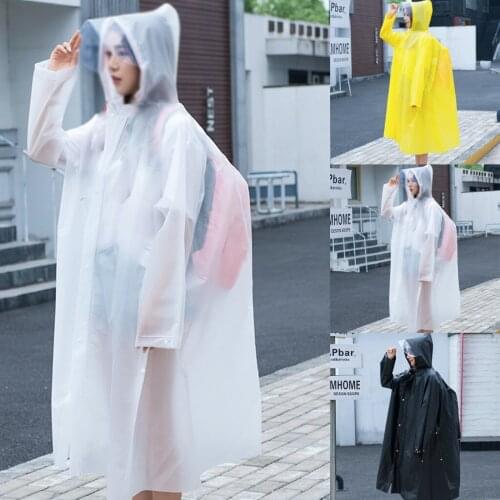 Fashion EVA Women Man Raincoat Thickened Waterproof Rain Poncho Coat Adult Clear Long Transparent Camping Hoodie Rainwear Suit