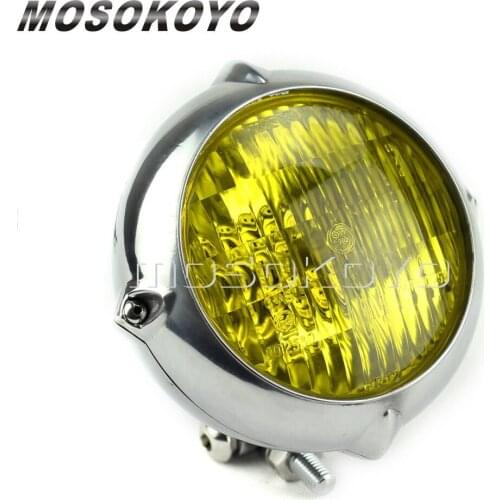 Polish Amber Old School 4.5" 12V Headlight Vintage HI/LO Beam Emark E4 Running Lamp for Harley Cafe Racer Bobber Cruiser XS650