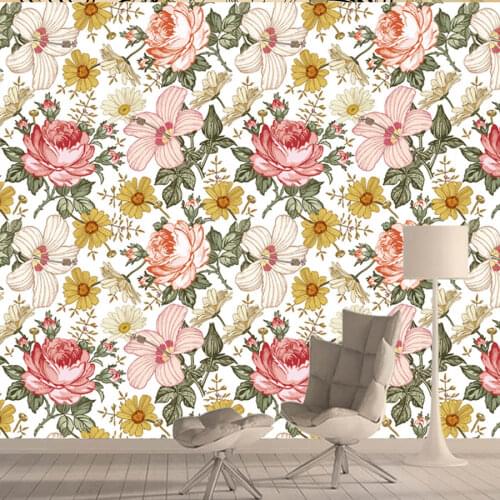 Custom 3d Wallpapers for Living Bed Room Bathroom Floor Pink Floral Blossom Cool Walls Papers Home Decor Removable Murals Rolls