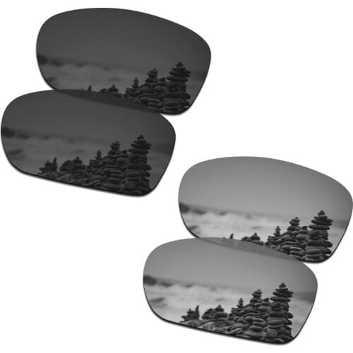 SmartVLT 2 Pairs Polarized Sunglasses Replacement Lenses for Oakley Dispute Stealth Black and Silver Titanium